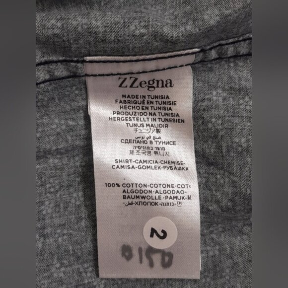 Z Zegna - Mens Floral Casual Button Down Shirt - Blue - 15 3/4 - Picture 8 of 10